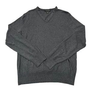 Banana Republic Mens V-Neck Sweater Dark Grey Silk Size Large